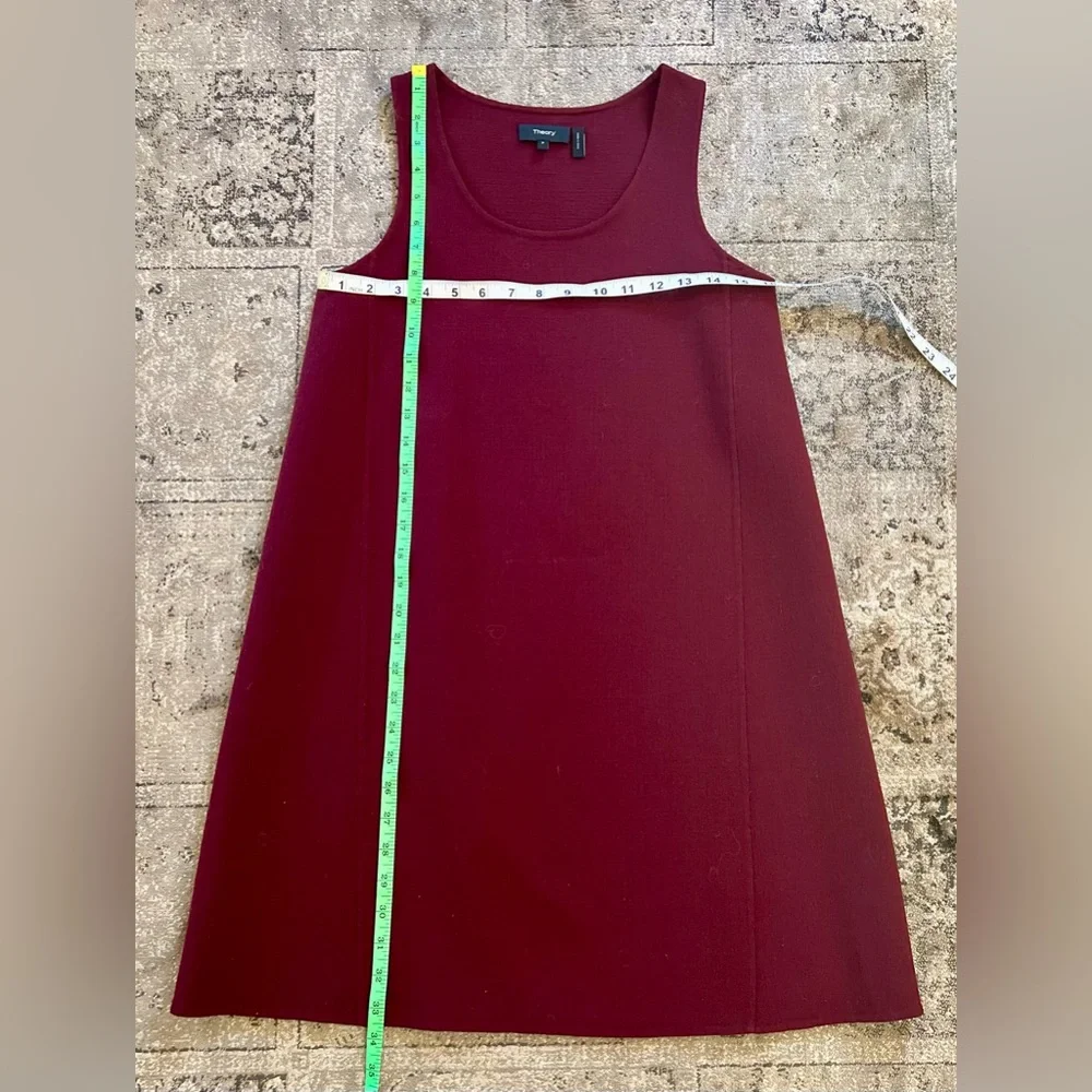 NWOT THEORY Kestel Saxton Sumac Virgin Wool Shift Dress Maroon Size Petite - Picture 9 of 10